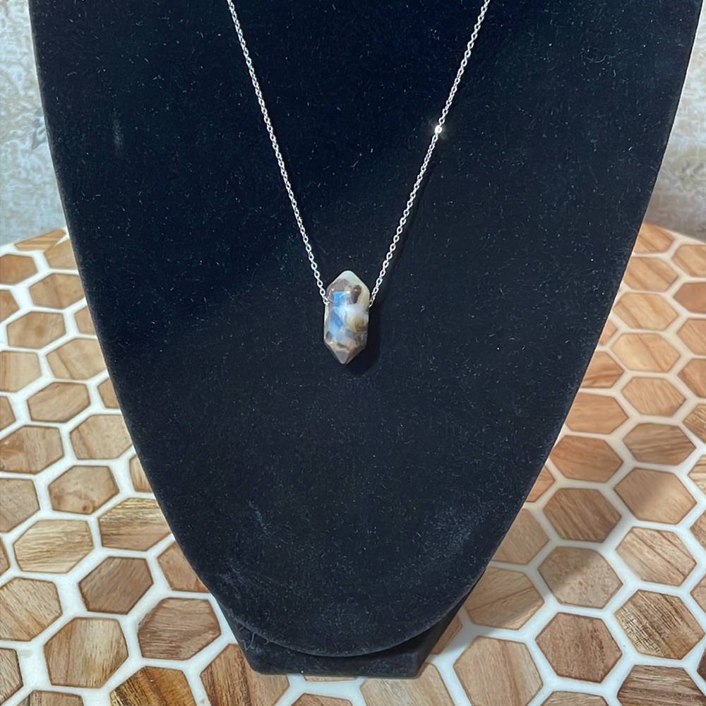 Amazonite Double Pointed Pendant Necklace Natural Crystal Healing Stone